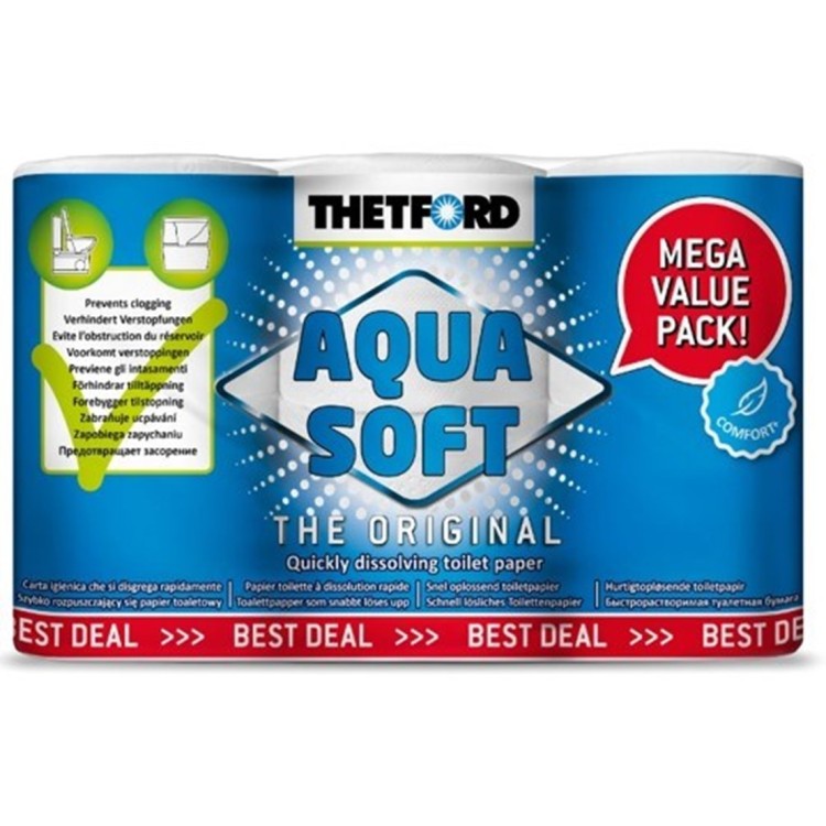 1 - Aqua Soft 6 rolos de papel higiênico para toalete químico Camper ThetFord